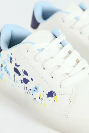 Boys Splatter Light-Up Sneaker - White
