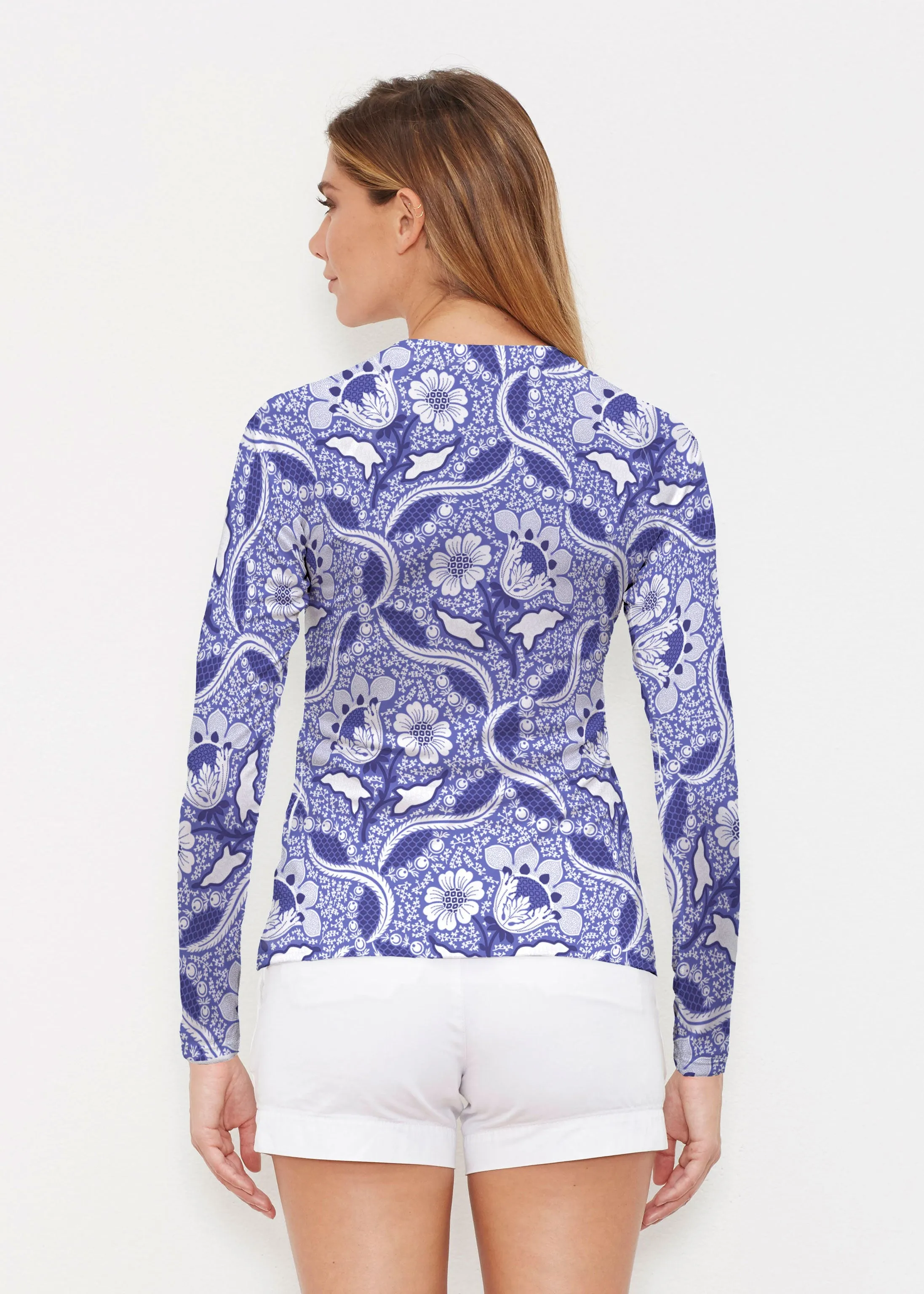 Braided Flower Navy (7917) ~ Long Sleeve Rash Guard