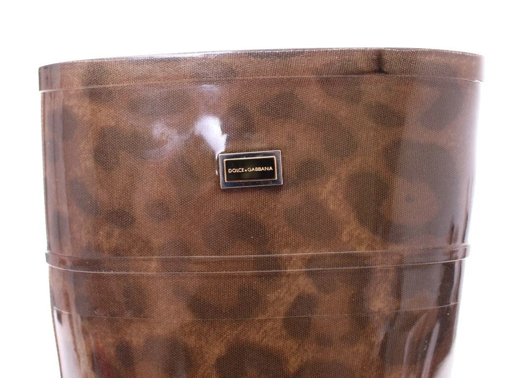 Brown Leopard Rubber Rain Boots