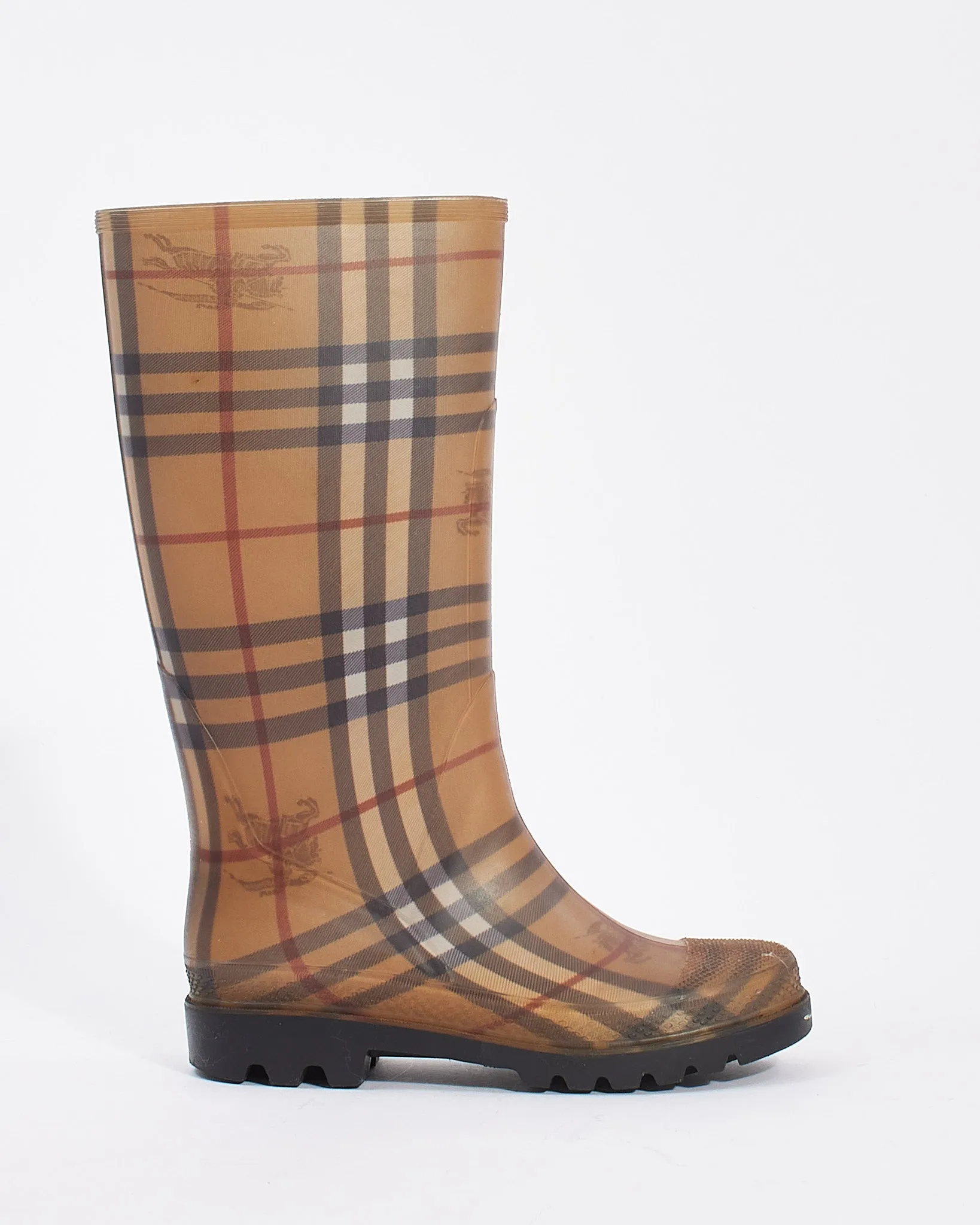 Burberry Beige Haymarket Check Rain Boots - 36