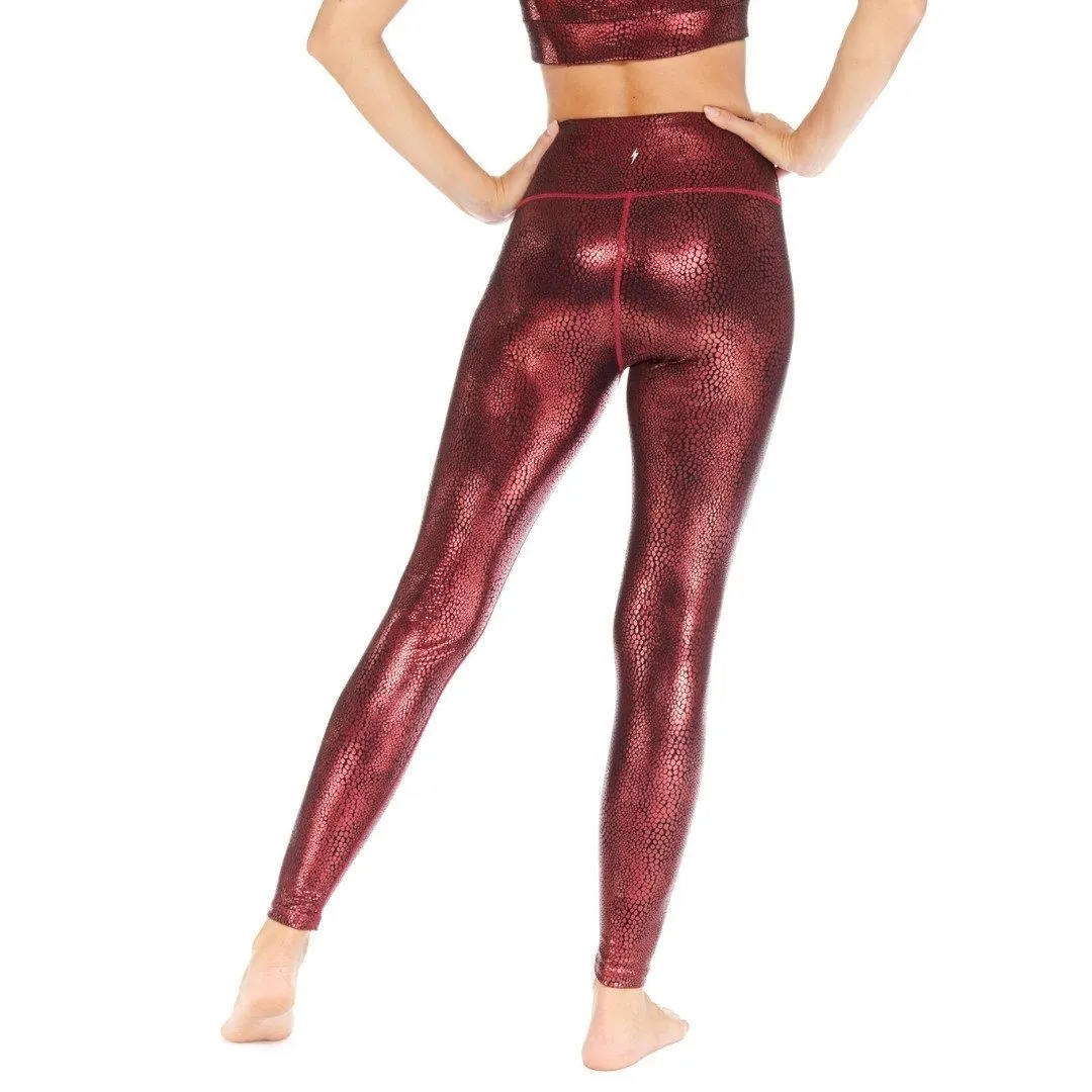 Burgundy Crocodile Gloss Legging