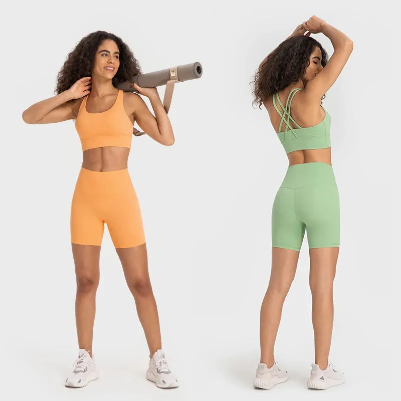 Buttery Soft High Waist Yoga Shorts for Women - Tummy Control Fitness Athletic Workout Running Shorts with Inner Pocket