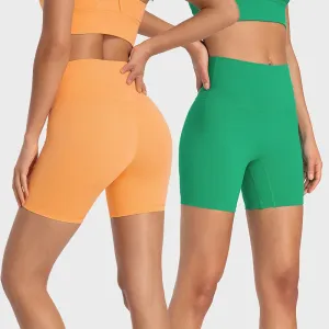 Buttery Soft High Waist Yoga Shorts for Women - Tummy Control Fitness Athletic Workout Running Shorts with Inner Pocket