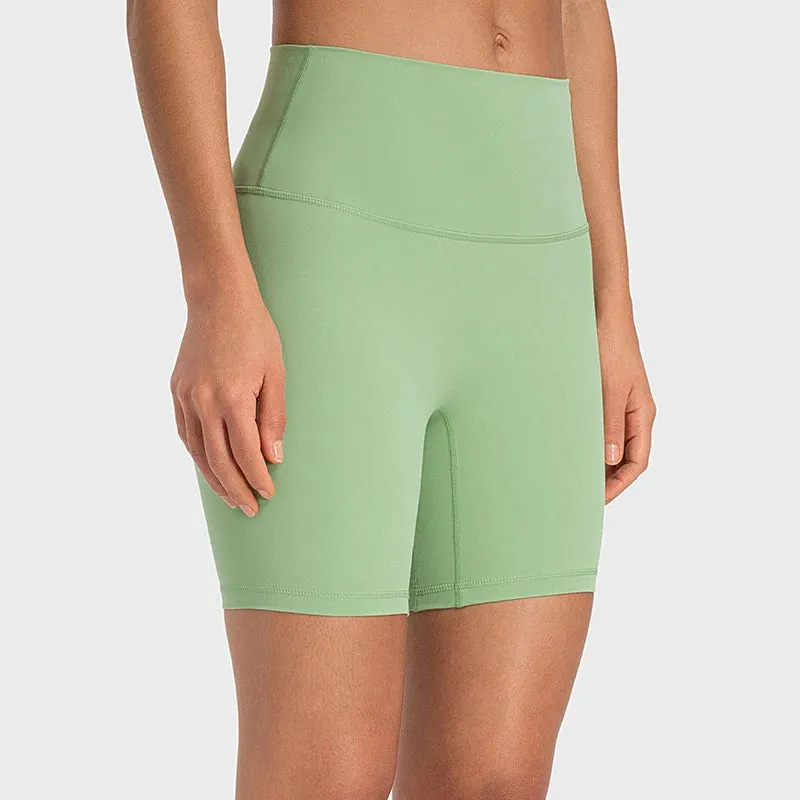 Buttery Soft High Waist Yoga Shorts for Women - Tummy Control Fitness Athletic Workout Running Shorts with Inner Pocket