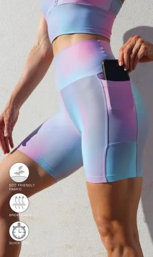 Candy Skies Eco Midi Shorts with Pockets