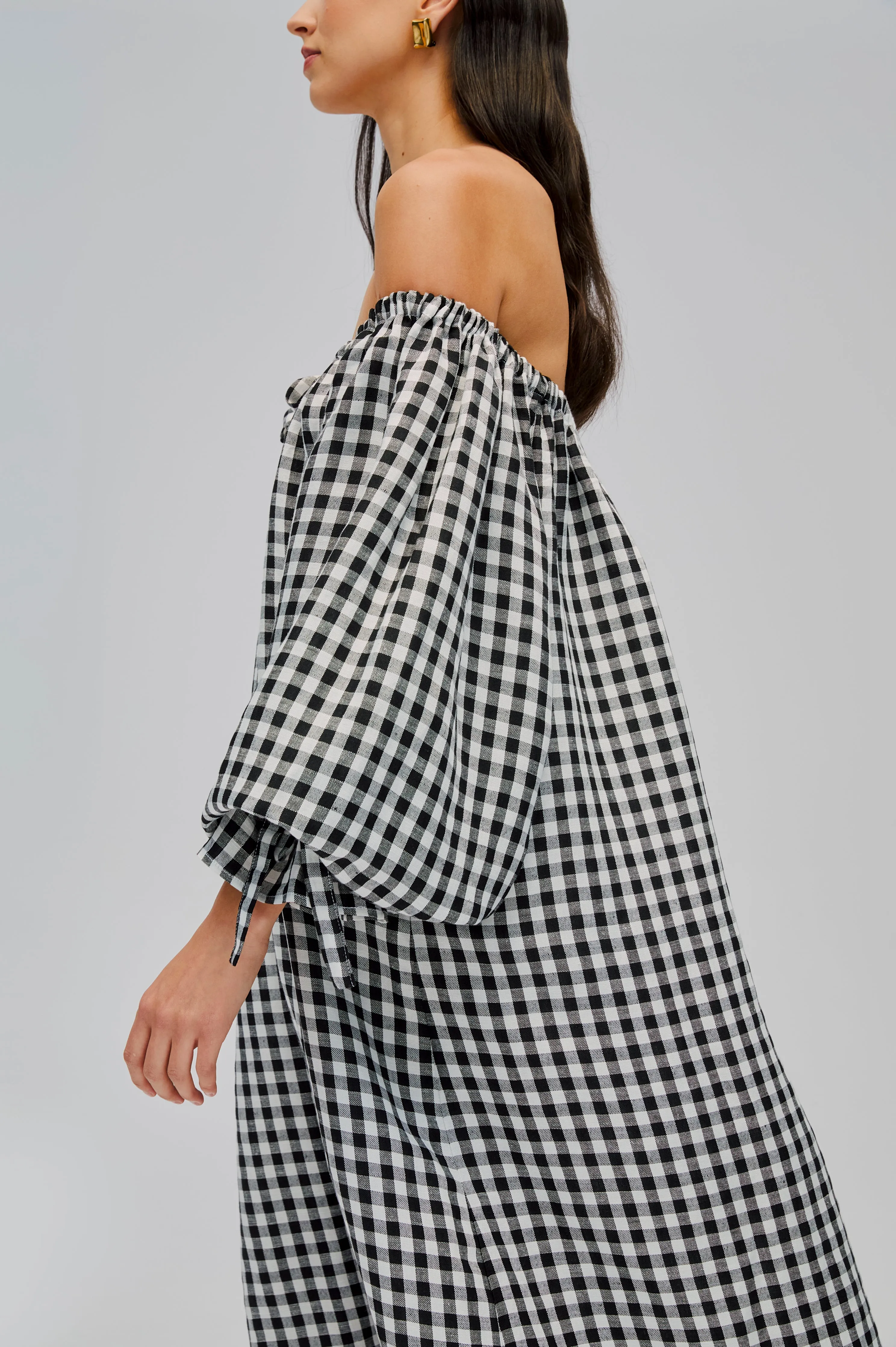 Cha-Cha Midi Dress in Black Vichy