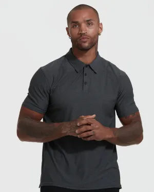 Charcoal Heather Gray Active Short Sleeve Polo