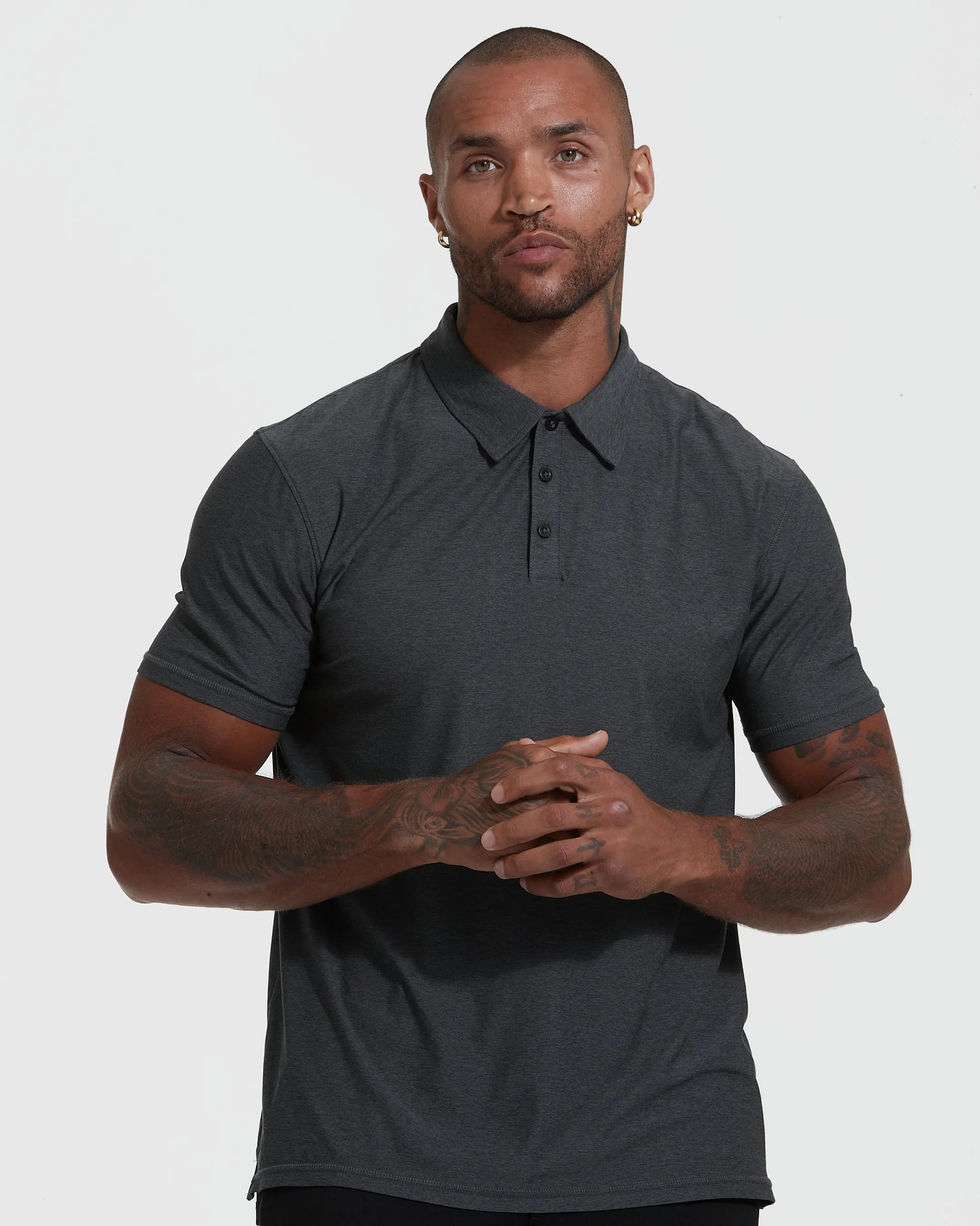 Charcoal Heather Gray Active Short Sleeve Polo