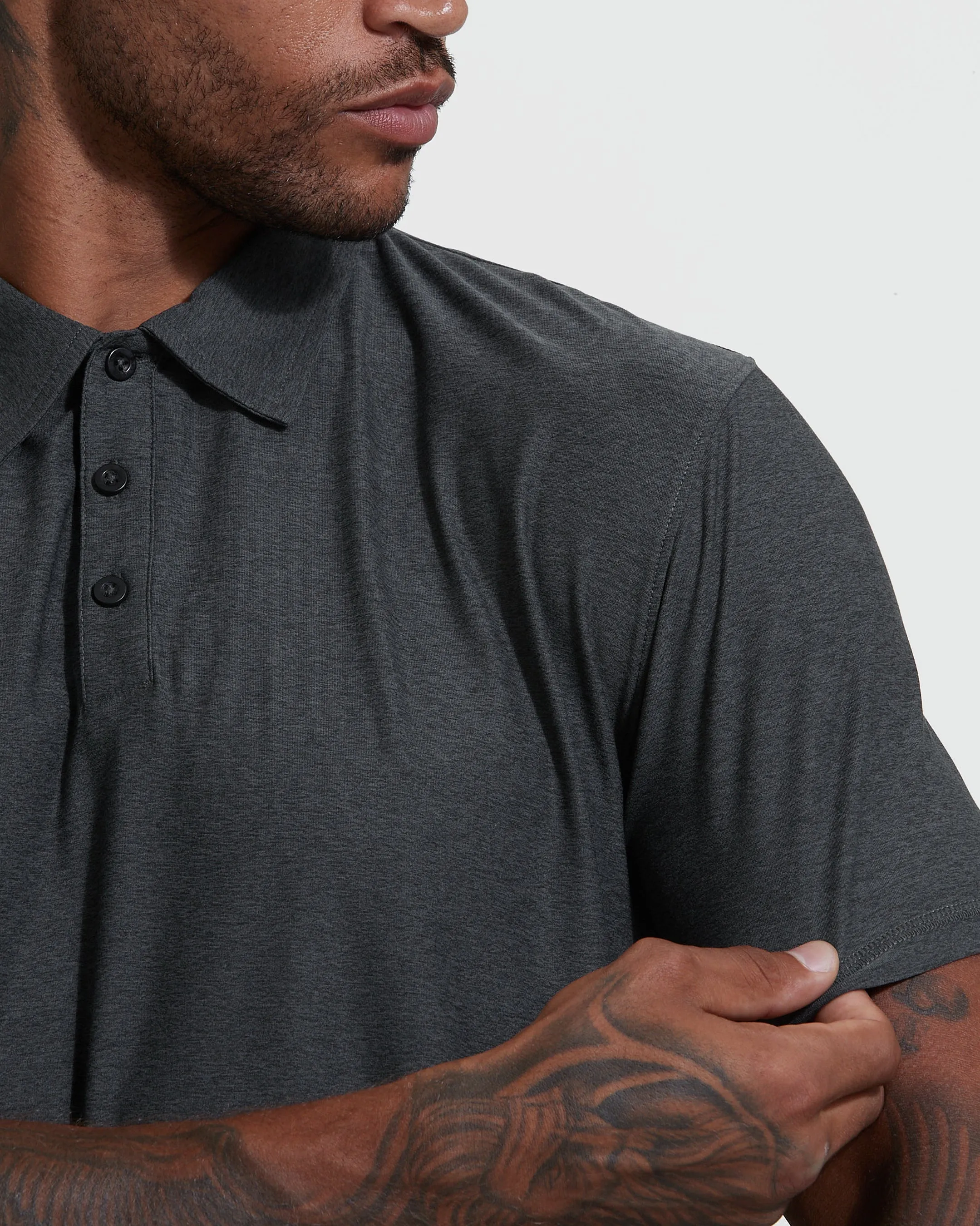 Charcoal Heather Gray Active Short Sleeve Polo