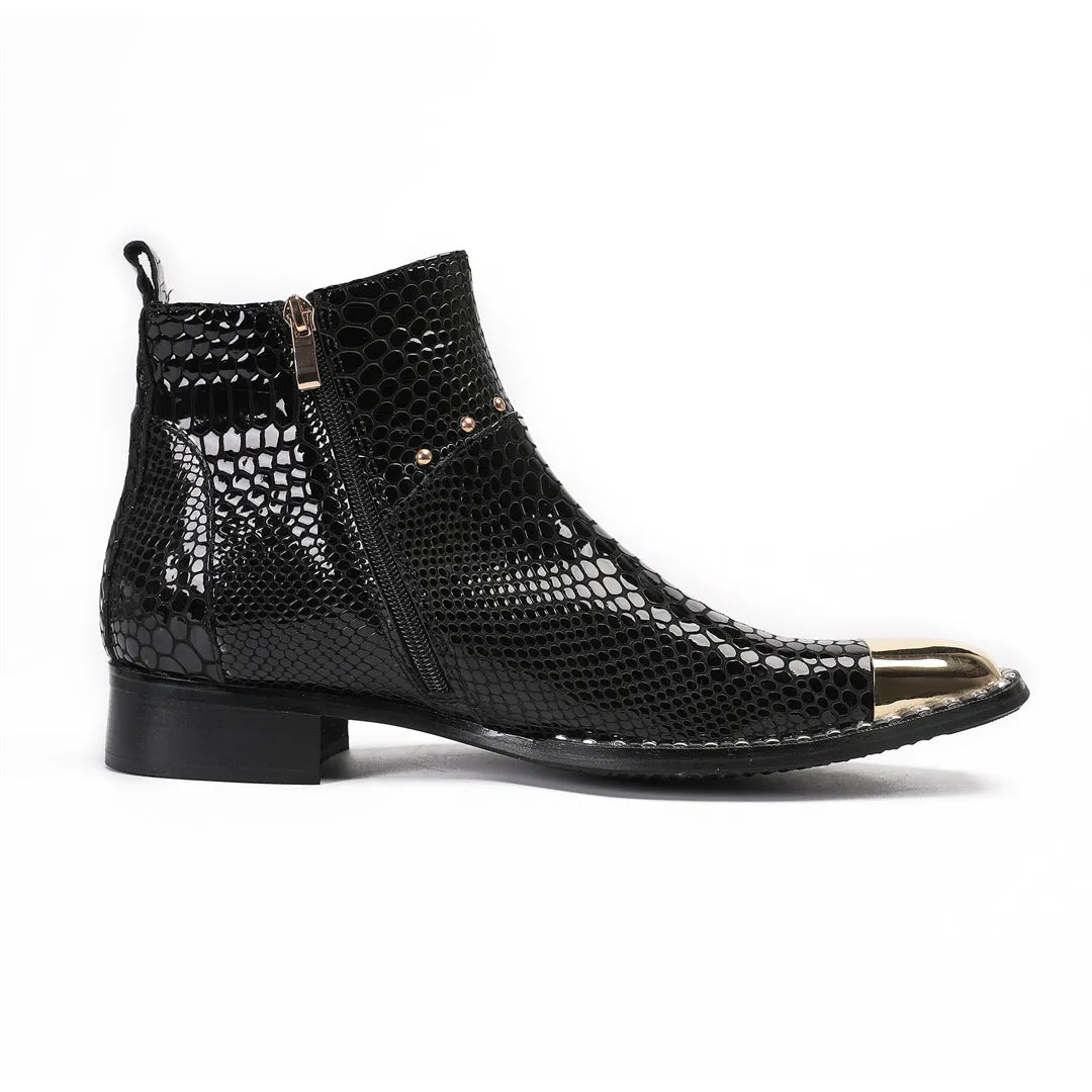 Chelsea men's boots high-top square head leather shoes men's medium boots British style men's boots 2024 new autumn and winter velvet
