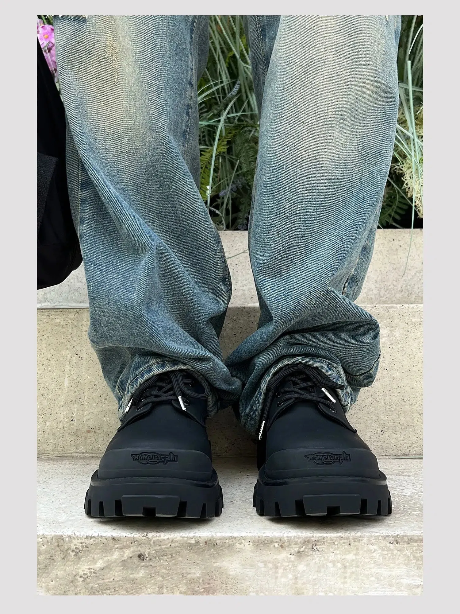Chunky Sole Lace-Up Leather Shoes