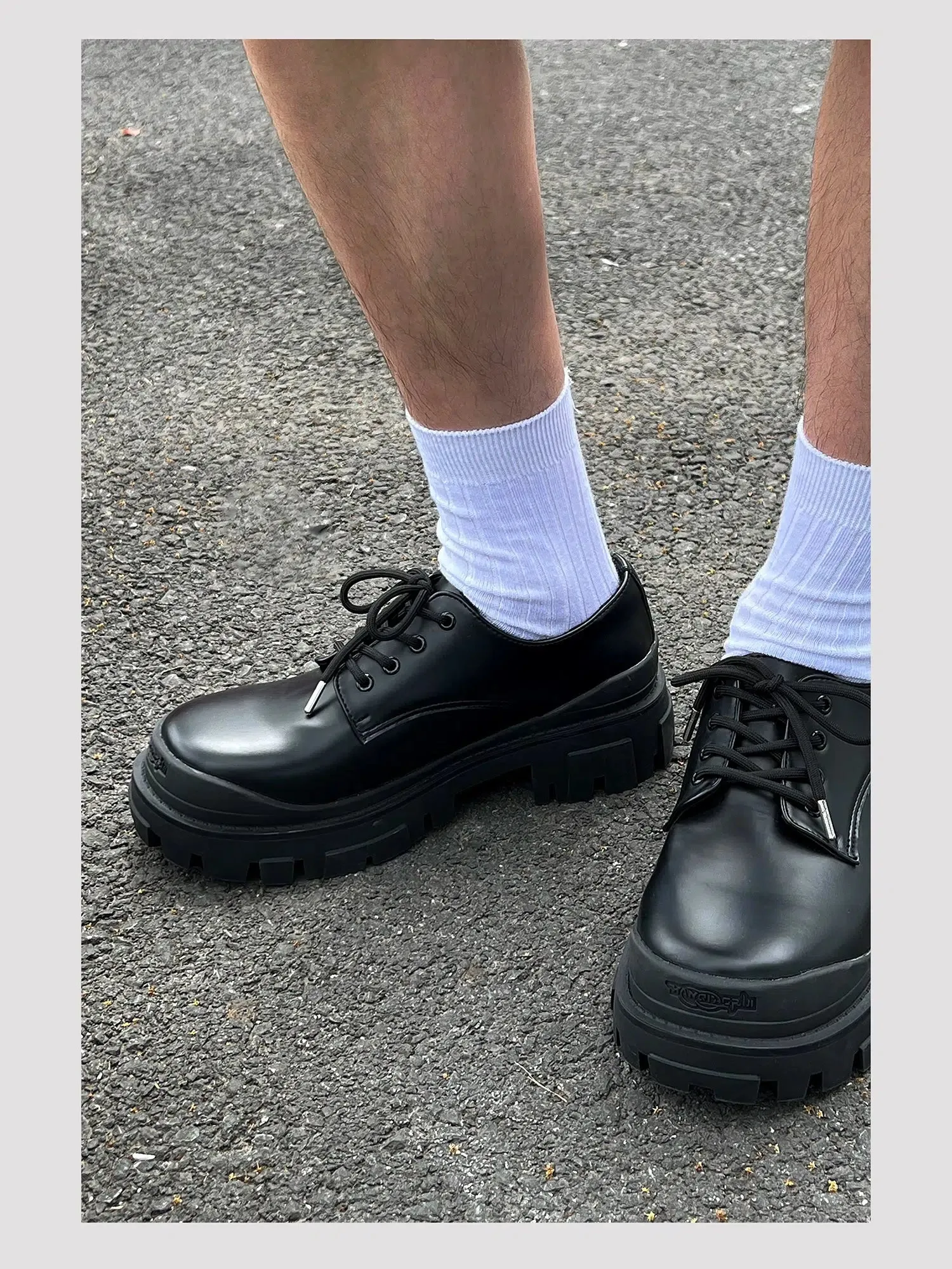 Chunky Sole Lace-Up Leather Shoes