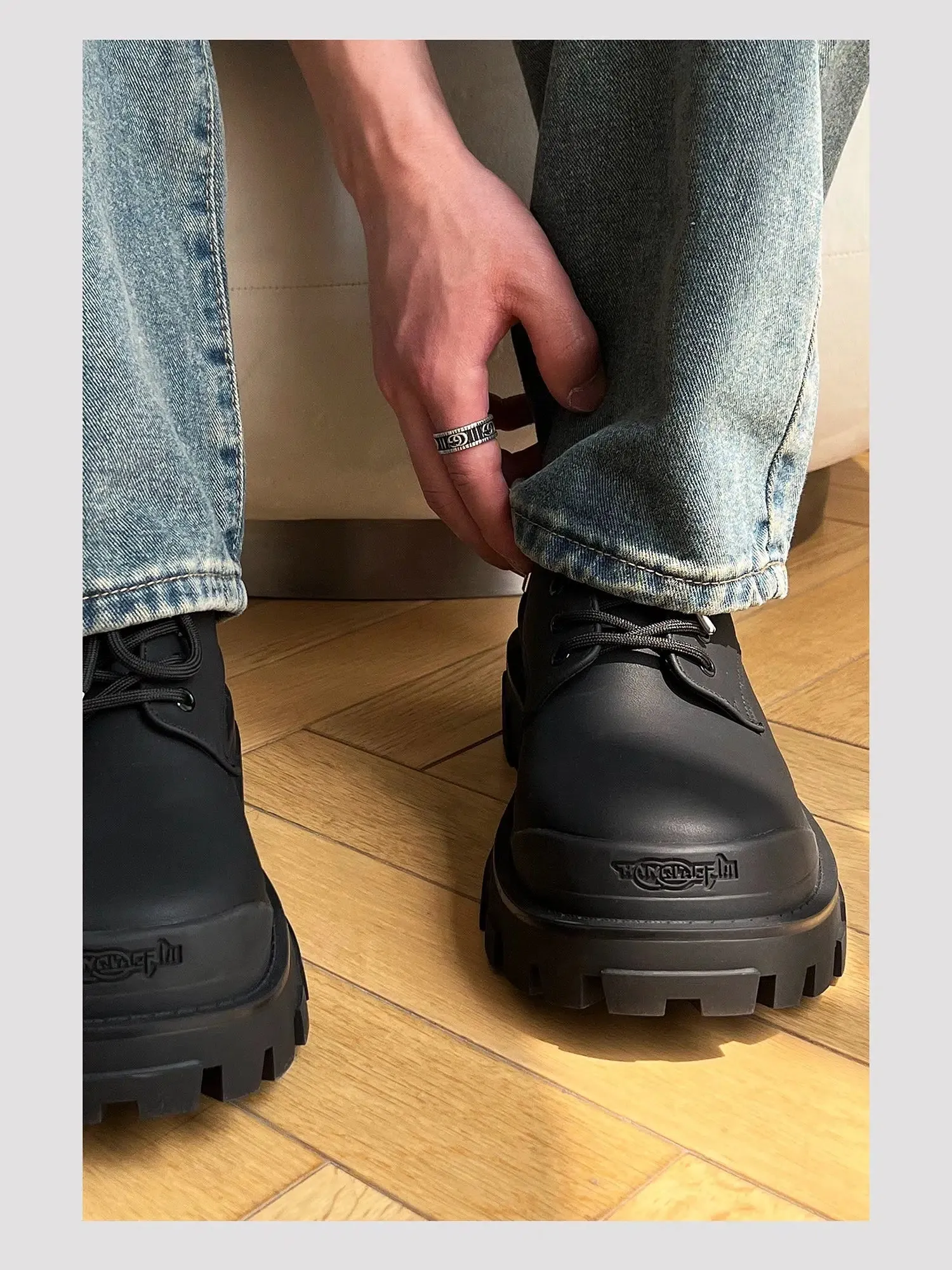 Chunky Sole Lace-Up Leather Shoes