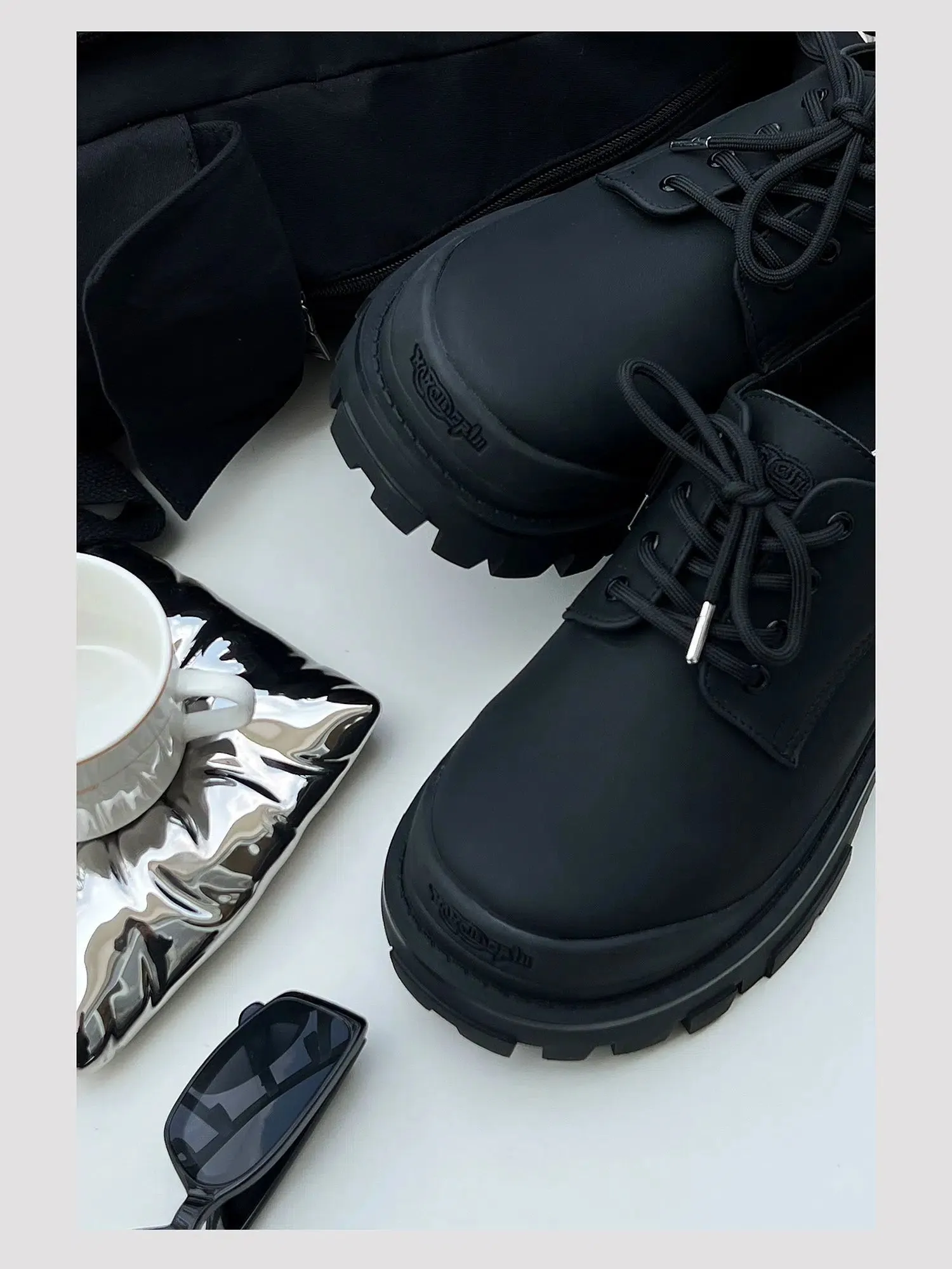 Chunky Sole Lace-Up Leather Shoes