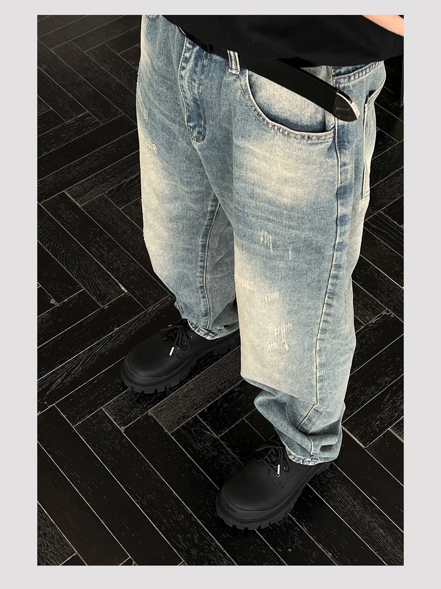 Chunky Sole Lace-Up Leather Shoes