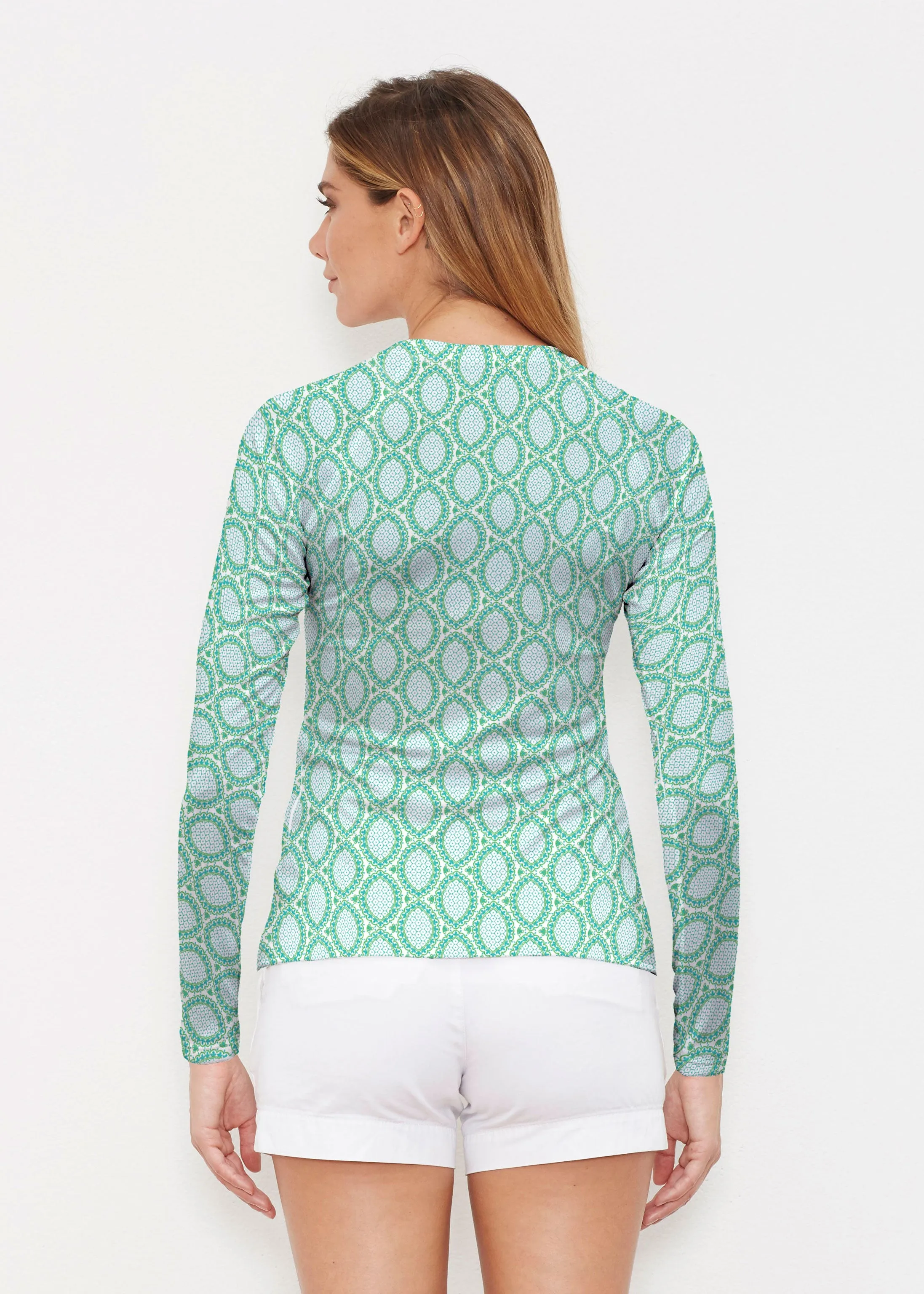 Coastal Lace Green (7686) ~ Long Sleeve Rash Guard