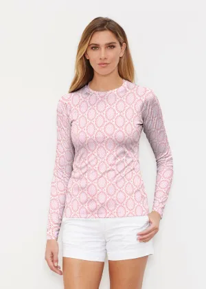 Coastal Lace Pink (7757) ~ Long Sleeve Rash Guard