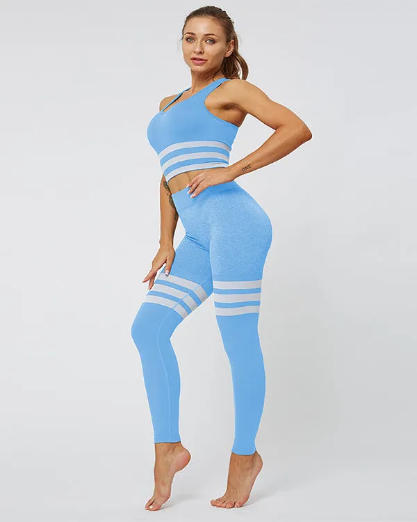 ColorBlock Sports Bras And High Waisted Leggings Gym Sets