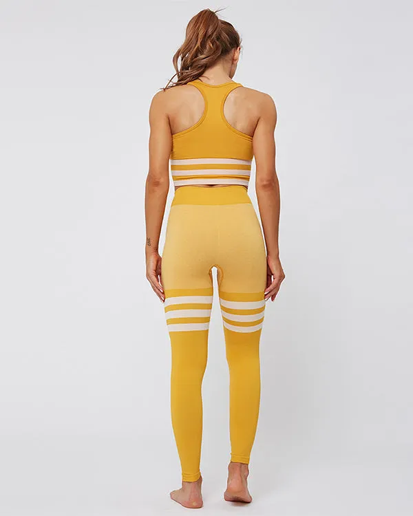 ColorBlock Sports Bras And High Waisted Leggings Gym Sets