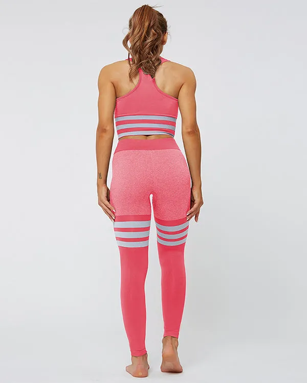 ColorBlock Sports Bras And High Waisted Leggings Gym Sets