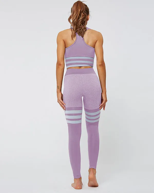 ColorBlock Sports Bras And High Waisted Leggings Gym Sets