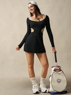 Contrast Trim Backless Mini Sports Dress | Trendy & Sporty Style
