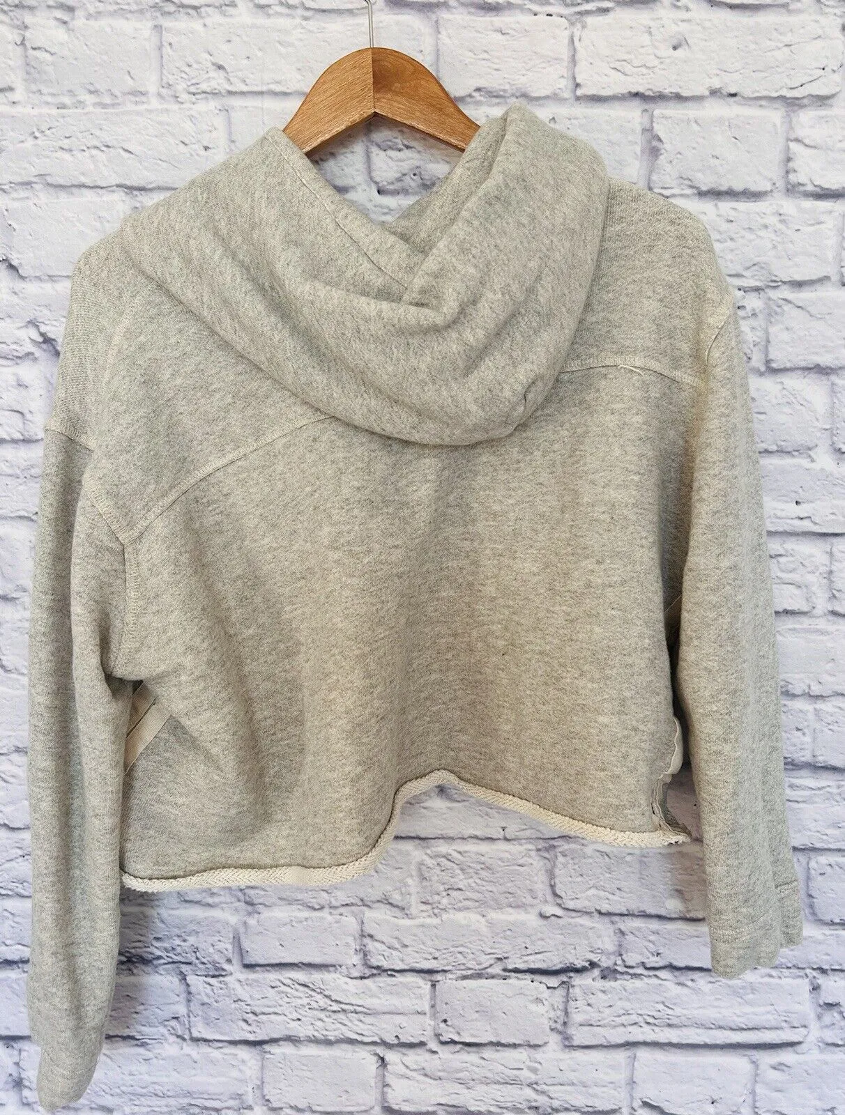 COPPER KEY Womens Cropped Sweatshirt Hoodie Size XL Beige Boxy Relaxed Fit