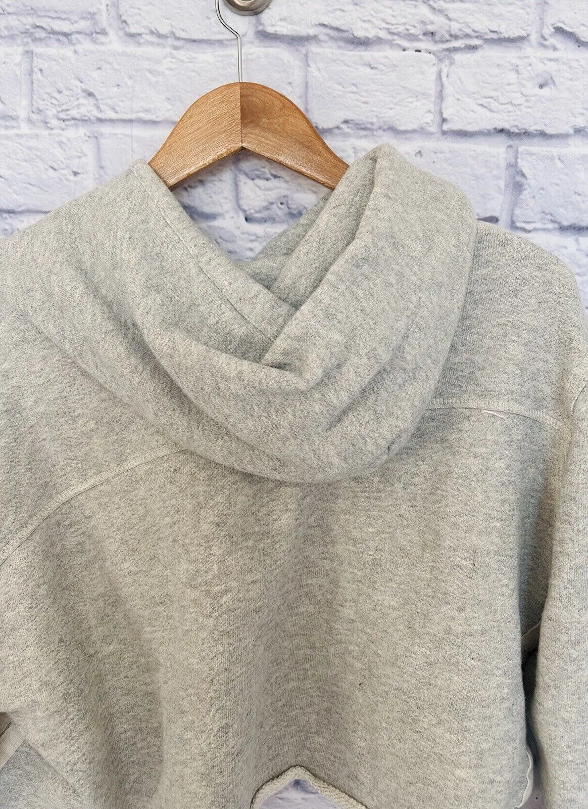 COPPER KEY Womens Cropped Sweatshirt Hoodie Size XL Beige Boxy Relaxed Fit