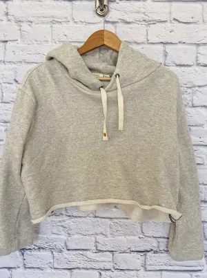 COPPER KEY Womens Cropped Sweatshirt Hoodie Size XL Beige Boxy Relaxed Fit