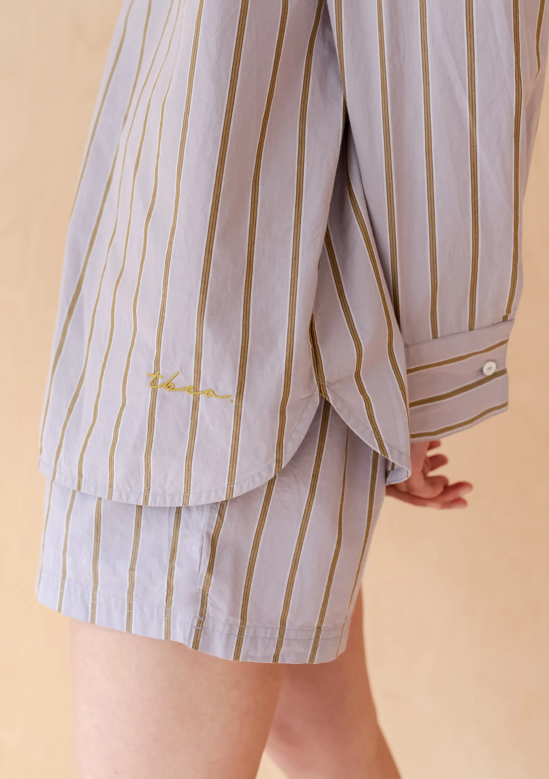 Cotton Shirt in Lilac Stripe
