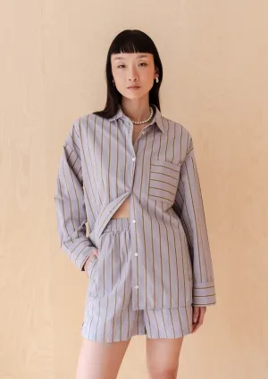Cotton Shirt in Lilac Stripe