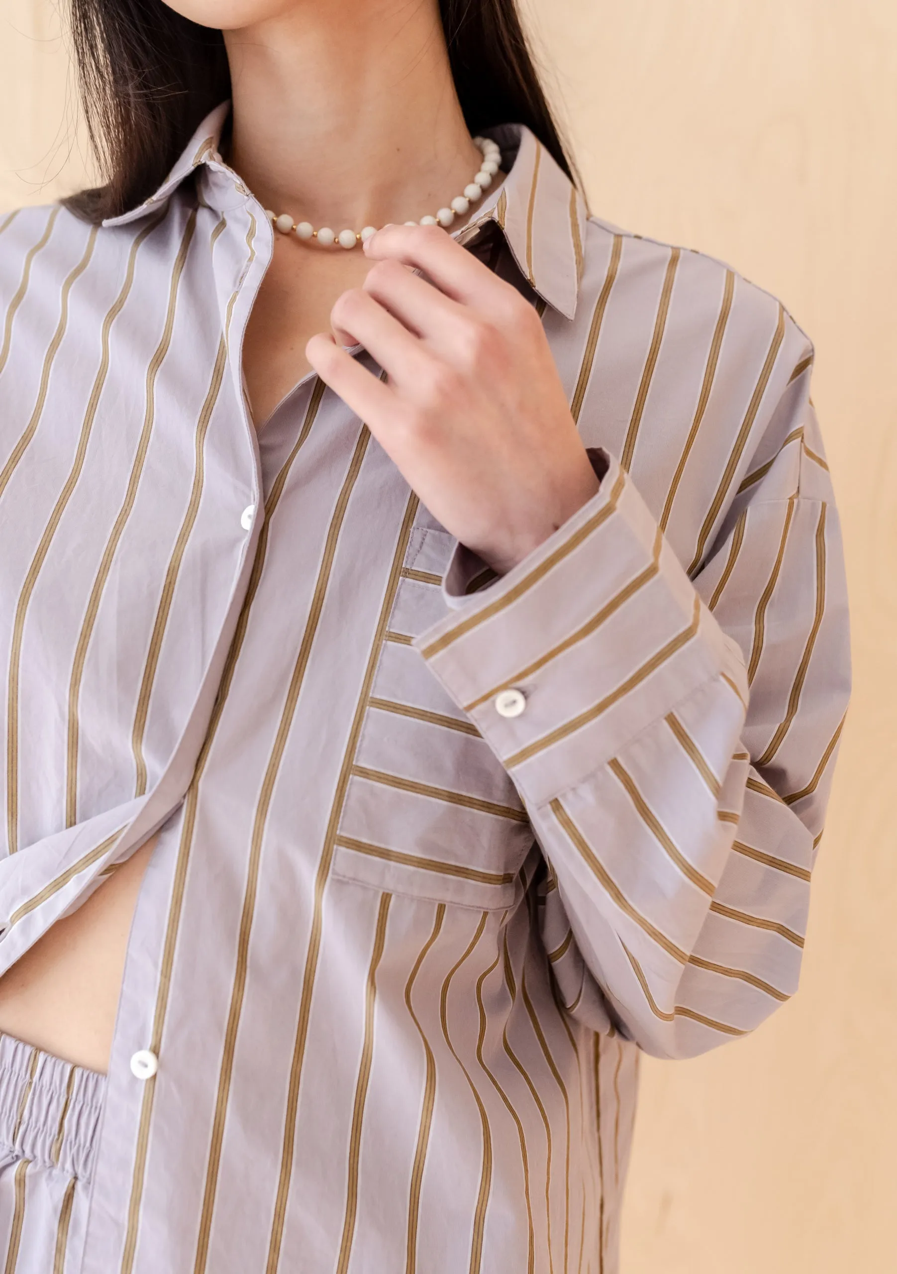 Cotton Shirt in Lilac Stripe