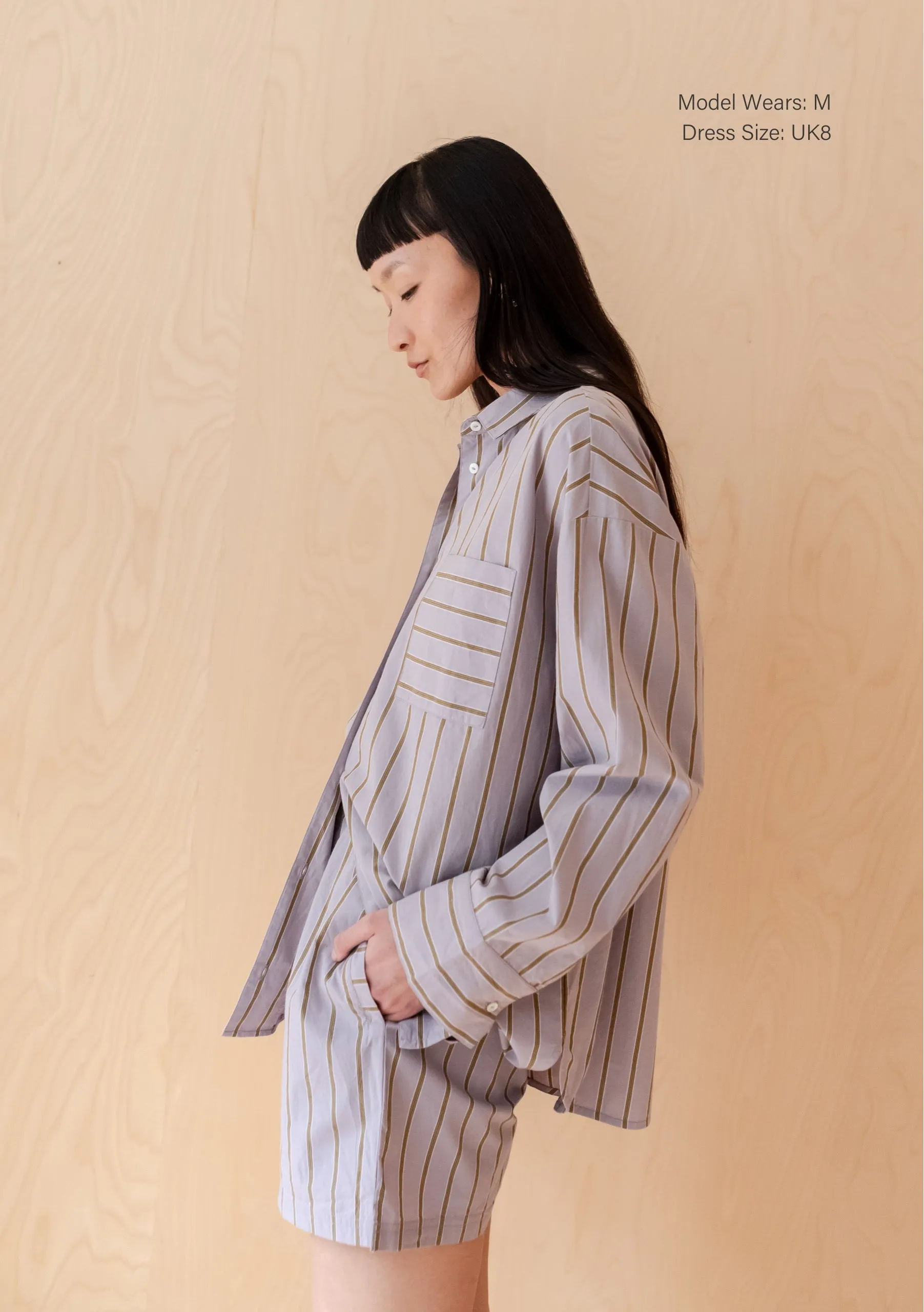 Cotton Shirt in Lilac Stripe
