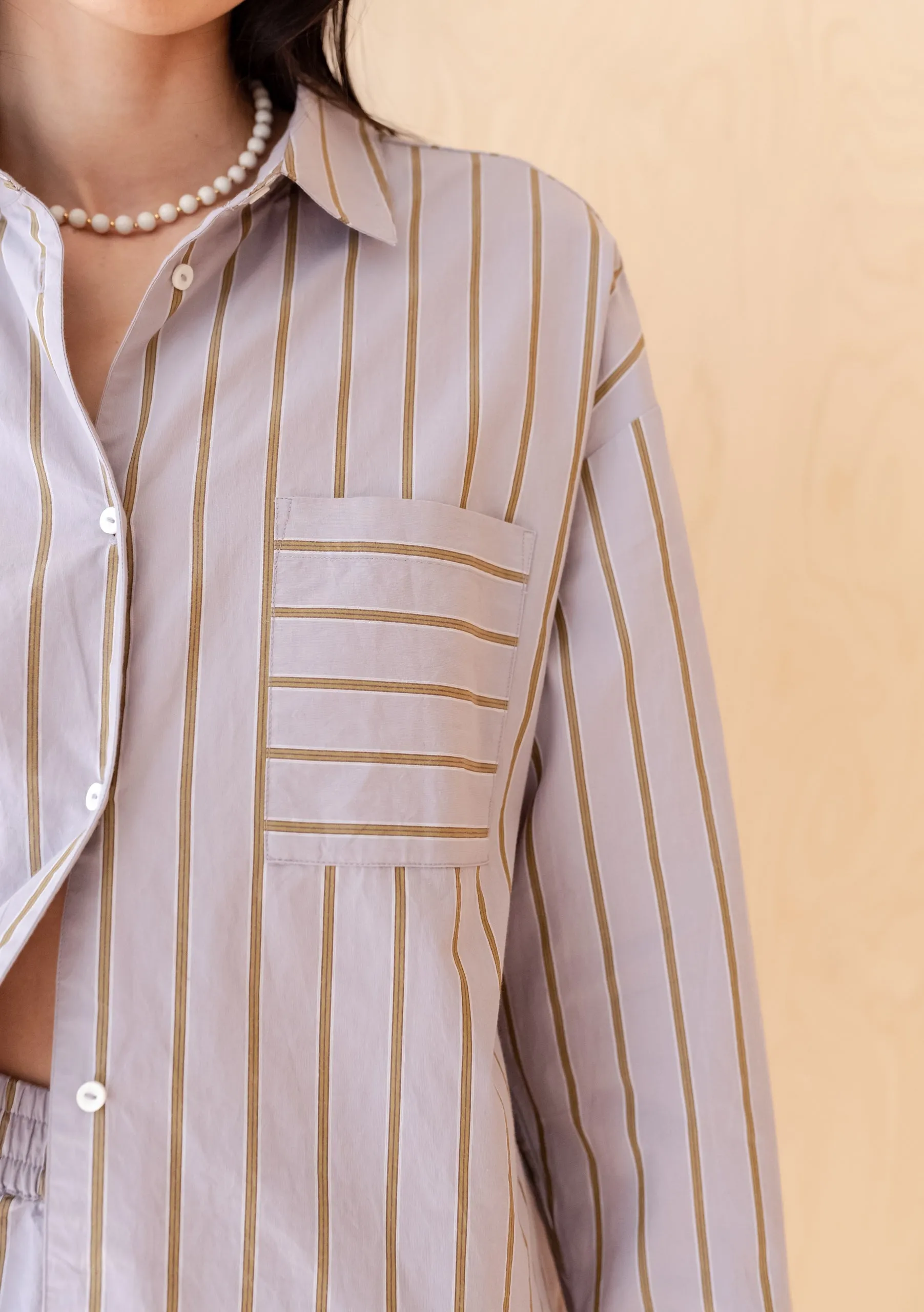 Cotton Shirt in Lilac Stripe