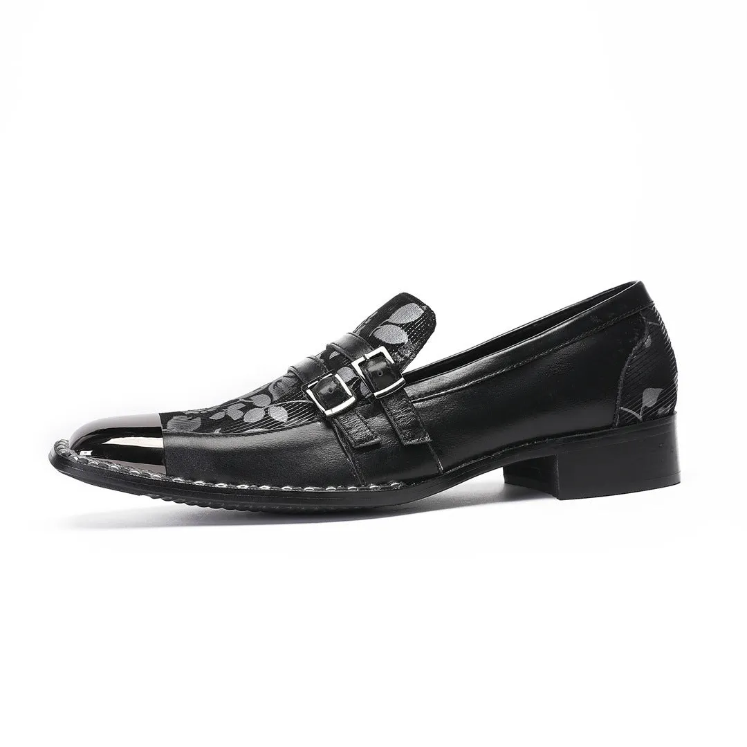 Cowhide men's shoes British height increase groom wedding ceremony suit business dress casual men's best man black leather shoes