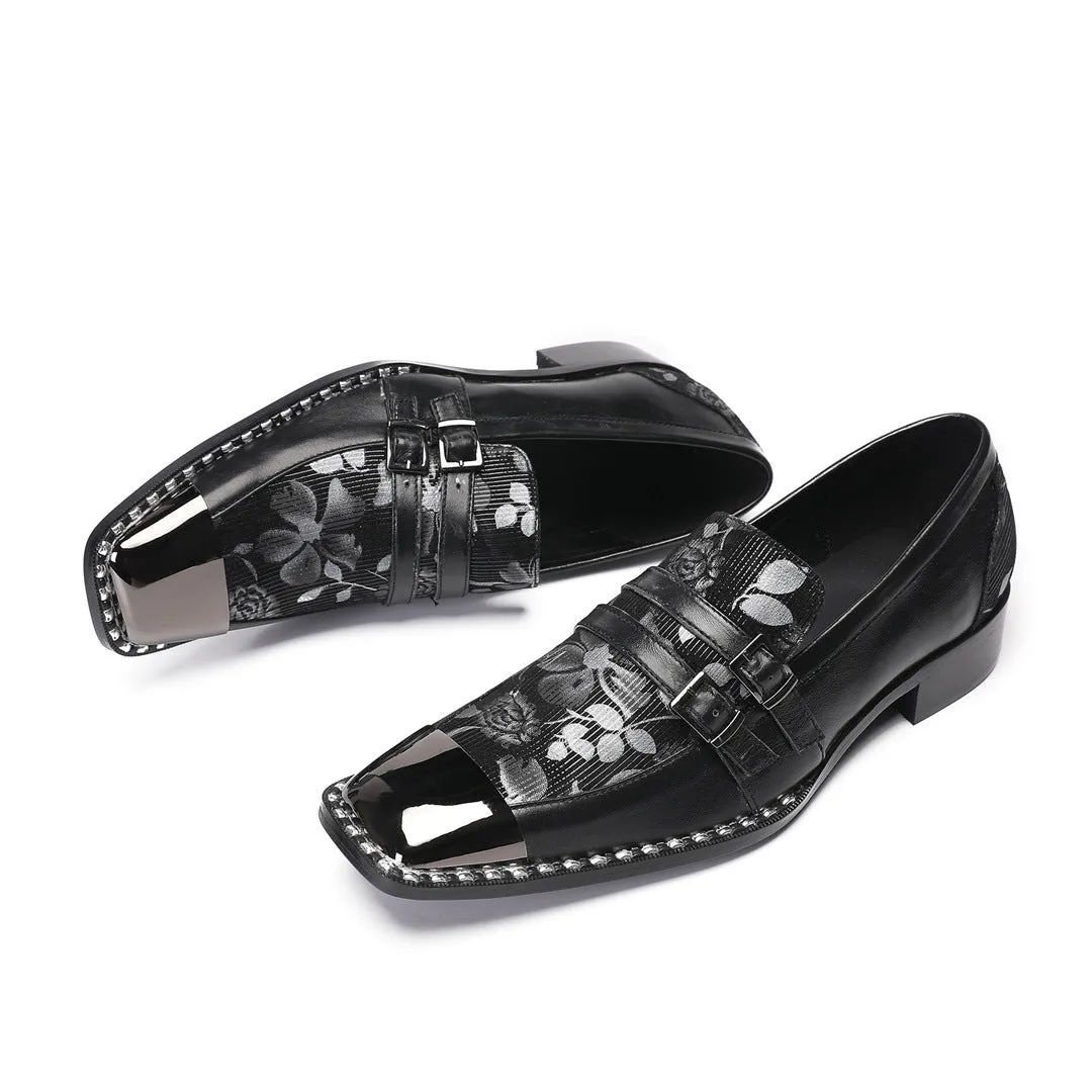 Cowhide men's shoes British height increase groom wedding ceremony suit business dress casual men's best man black leather shoes