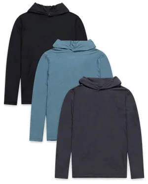 Custom 3 Pack Long Sleeve Hooded Active Tees