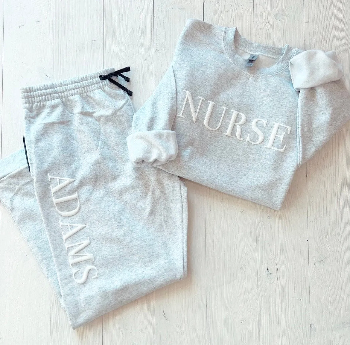 Custom Nursing School Graduation Embossed Sweat Set