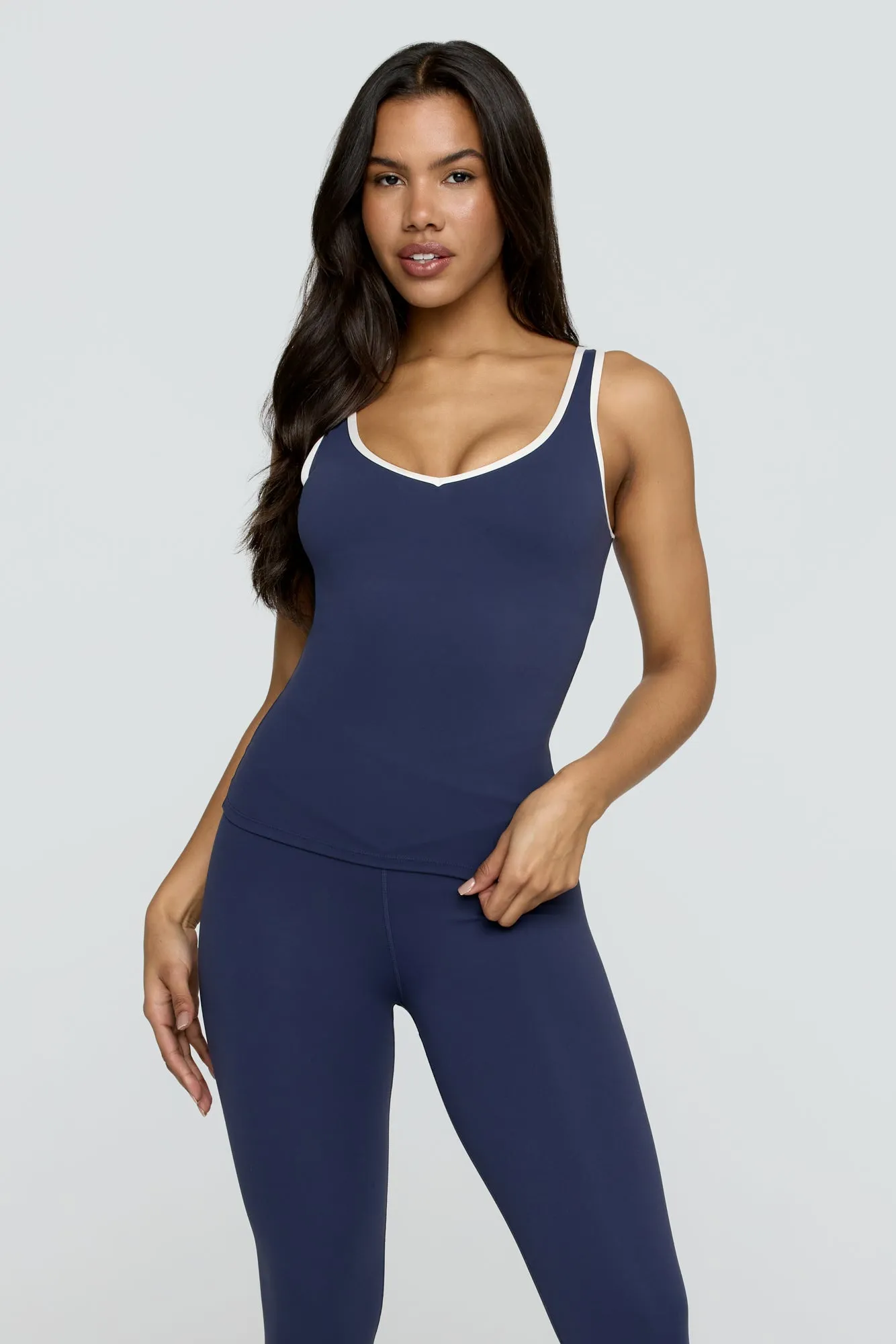DayFlex Built-In Support Plunge Neck Vest - Navy And Buttermilk