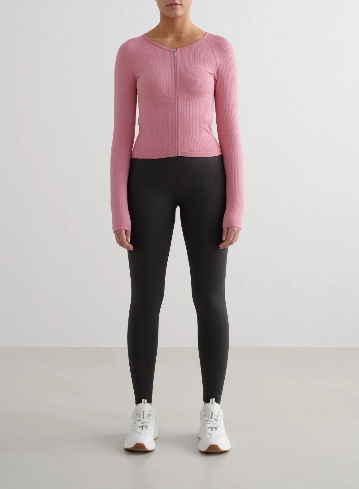 Desert Rose Ribbed Seamless Zip Jacket