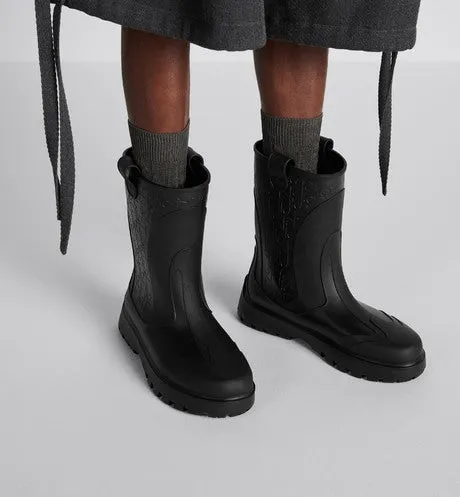 Dior Garden Rain Boot • Black Rubber with Dior Oblique Motif