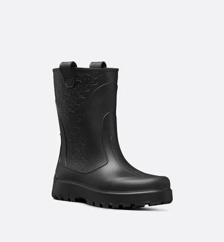 Dior Garden Rain Boot • Black Rubber with Dior Oblique Motif