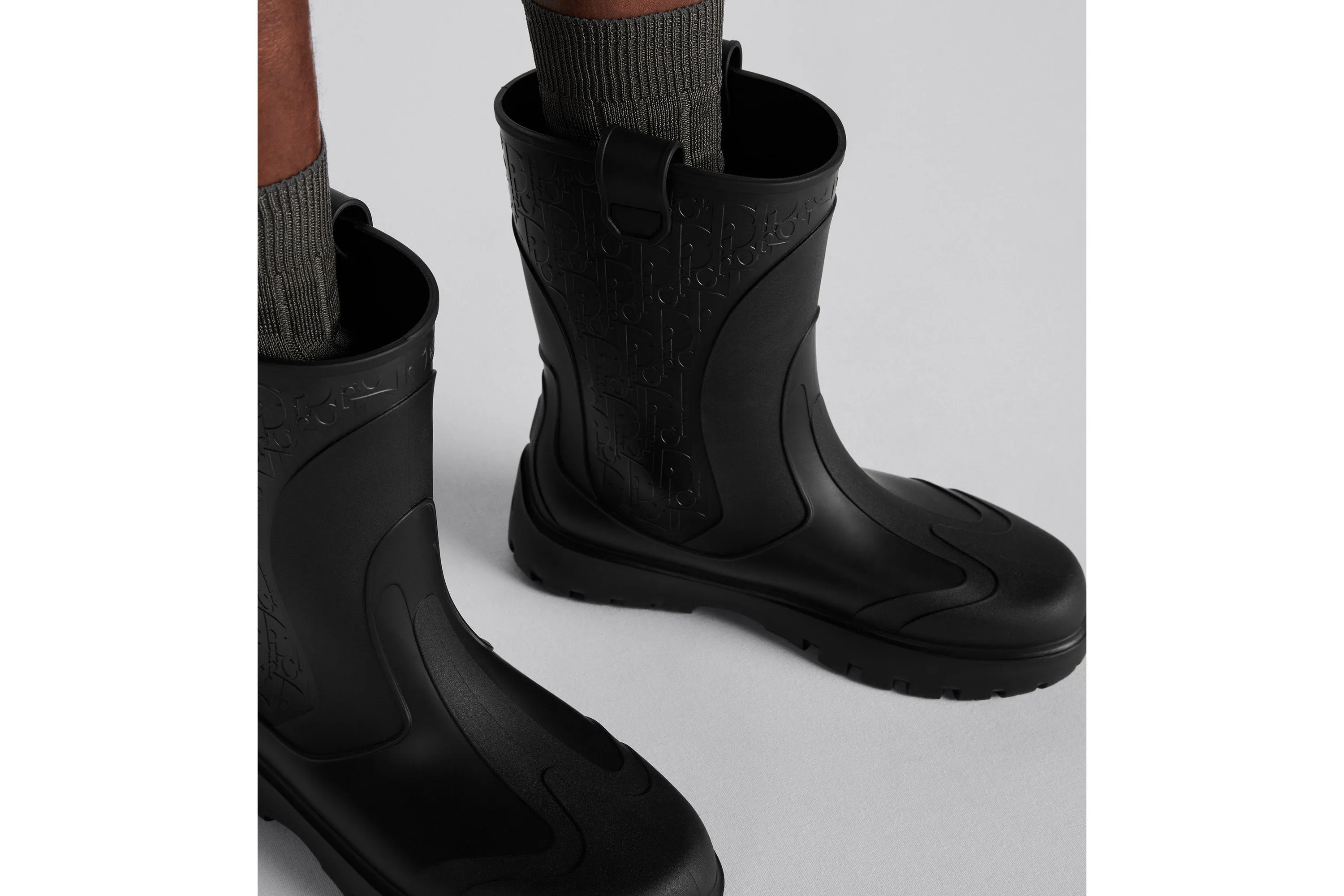 Dior Garden Rain Boot • Black Rubber with Dior Oblique Motif