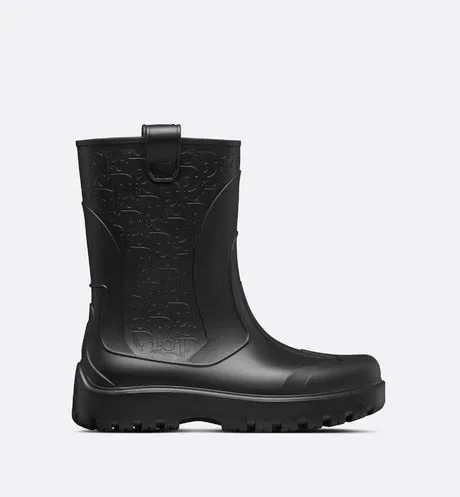 Dior Garden Rain Boot • Black Rubber with Dior Oblique Motif