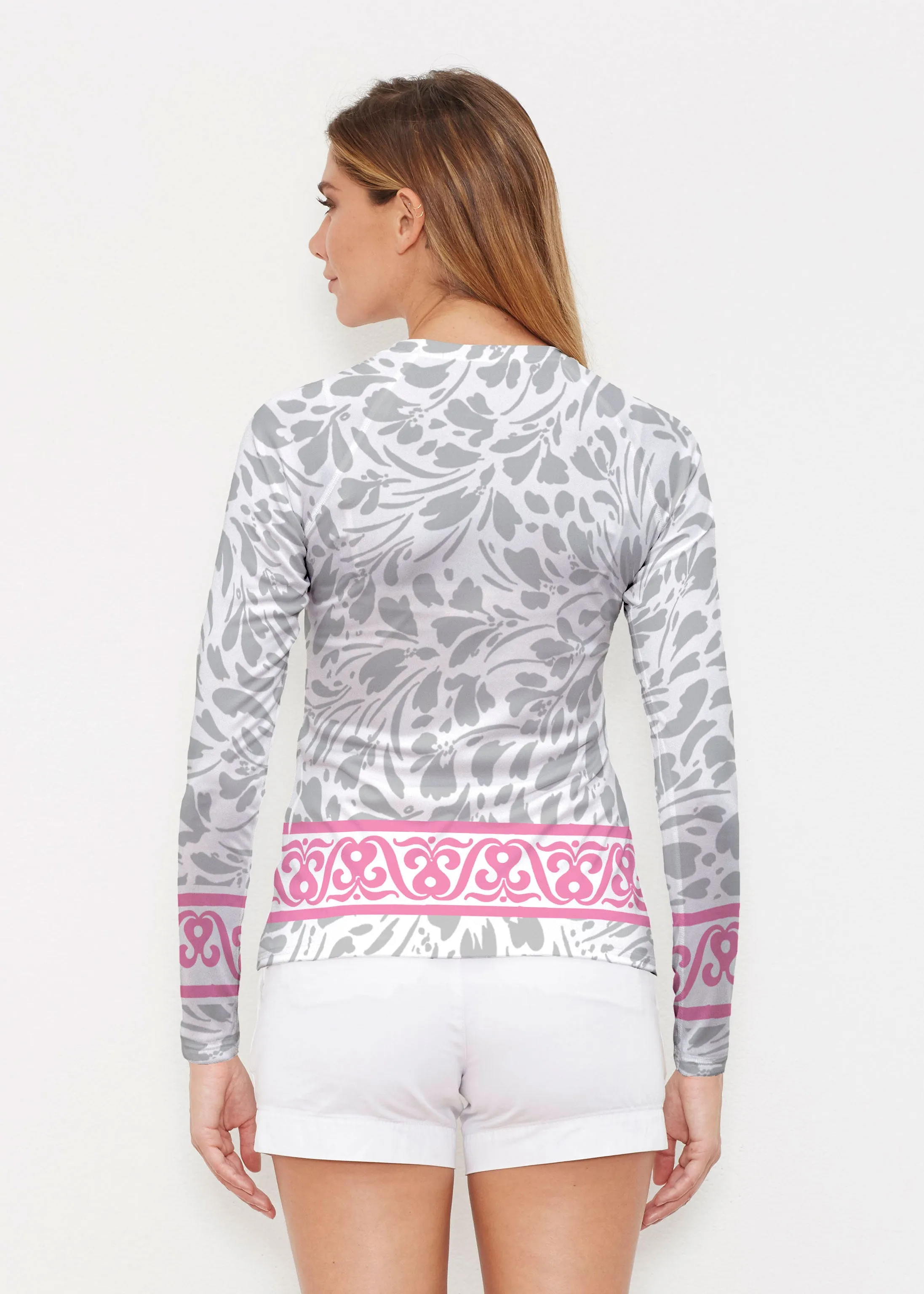 Ditsy Grey (7936) ~ Long Sleeve Rash Guard