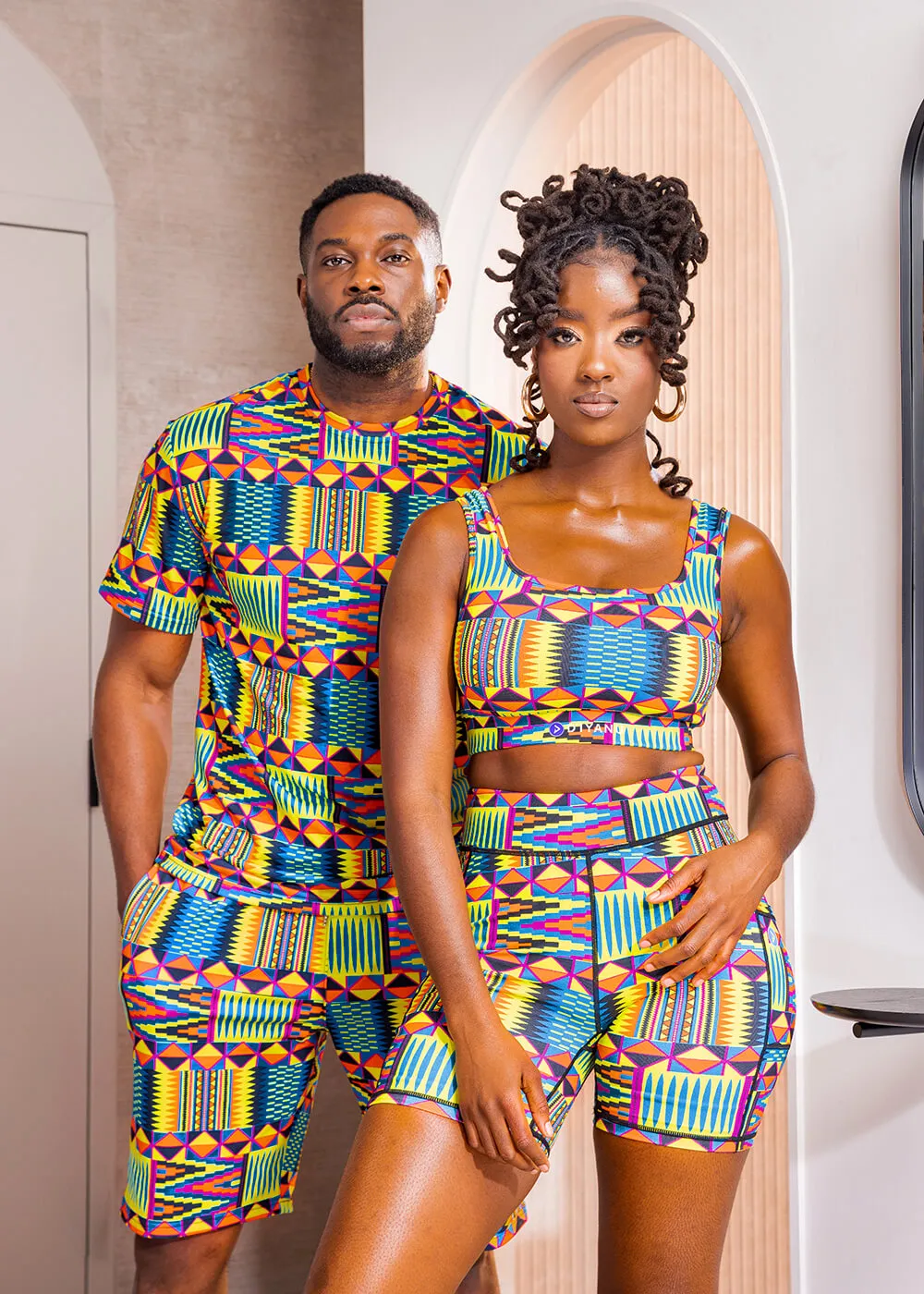 Edalo Men's African Print T-shirt (Canary Yellow Kente) - Clearance