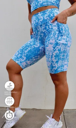 Electric Tie Dye Eco Biker Shorts with Pockets