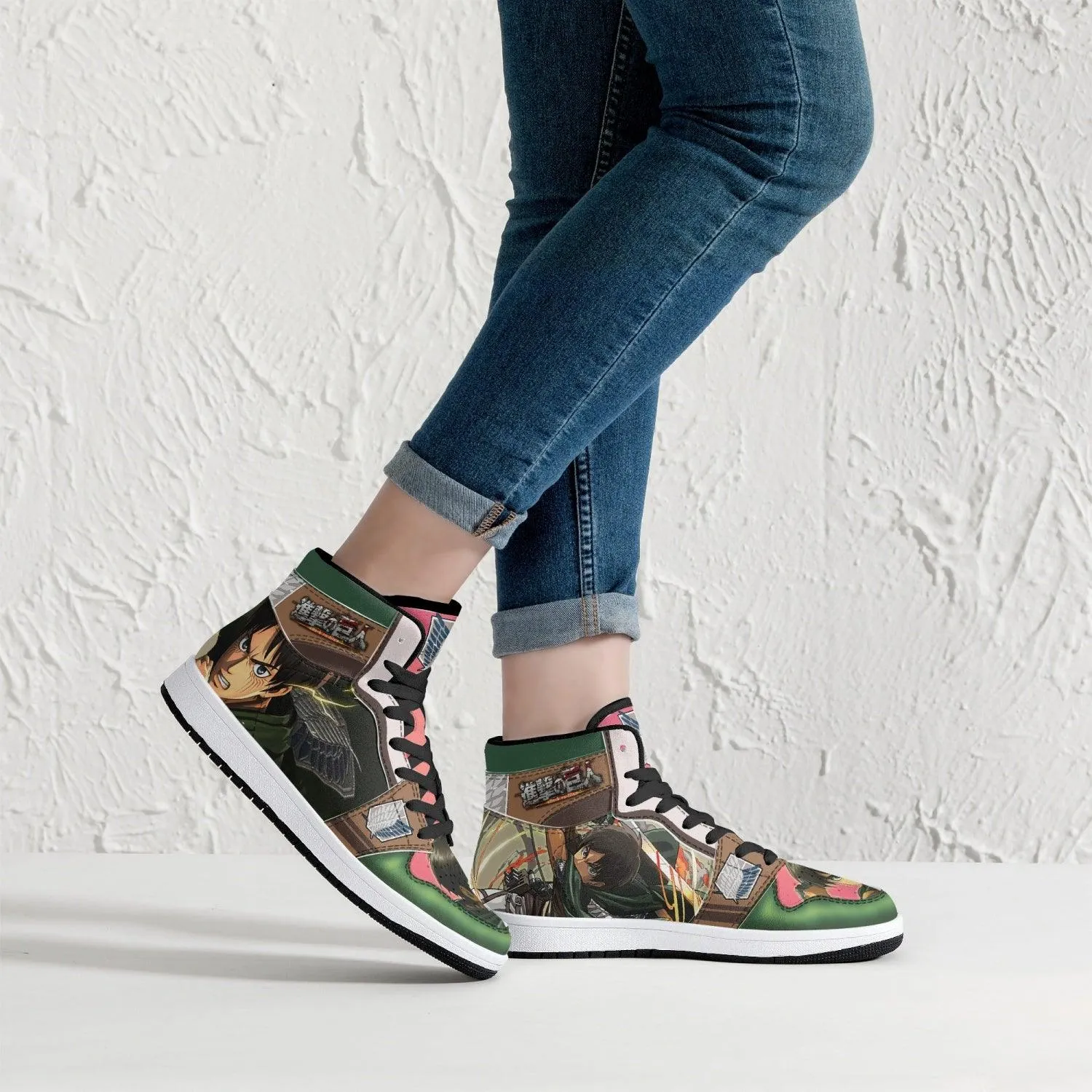 Eren Yeager Survey Corps Shingeki no Kyojin Mid 1 Basketball Shoes