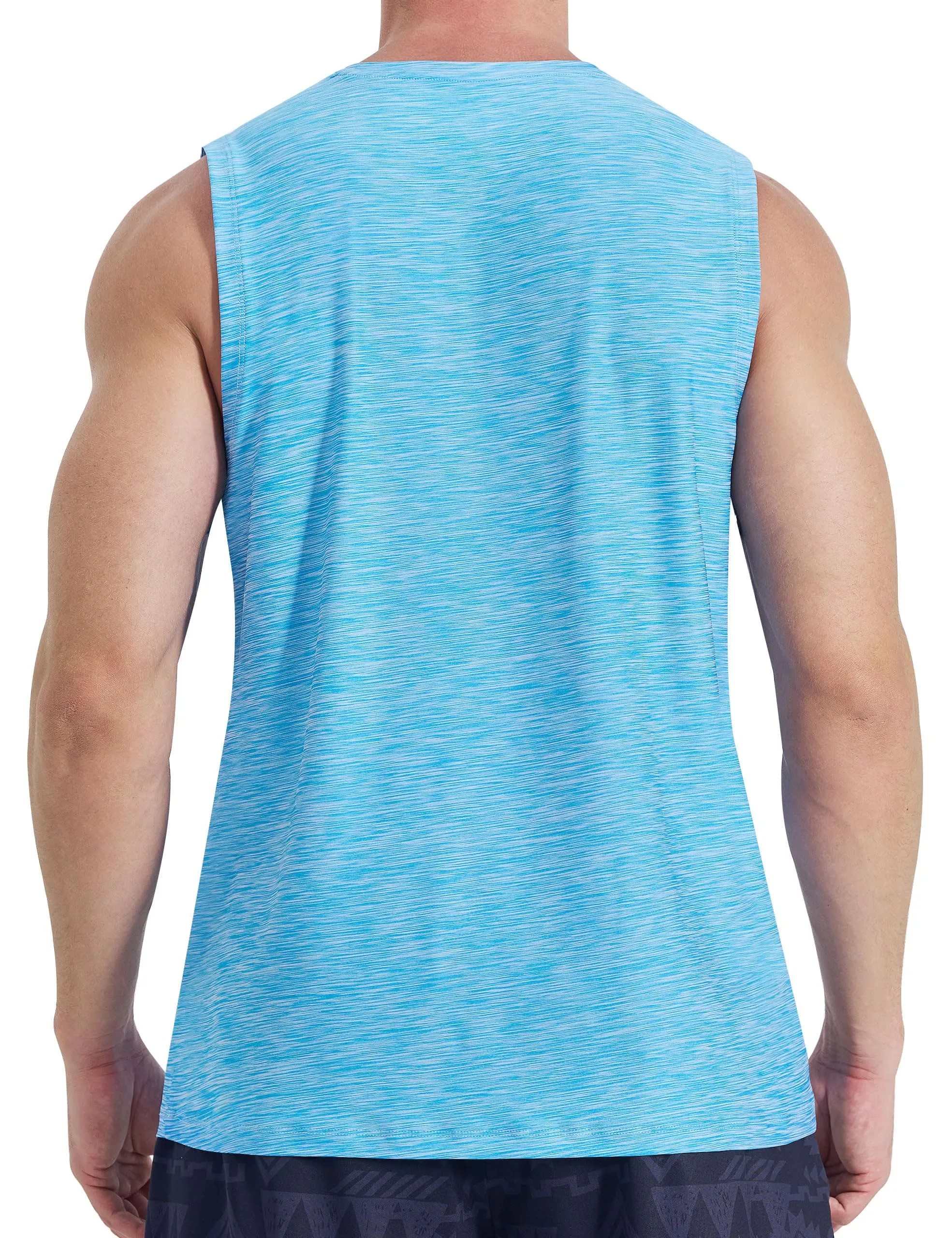 EZRUN Men's Tank Tops Quick Dry Workout Muscle Sleeveless Shirts Summer Gym Athletic Shirt for Swim Beach Running Light Blue