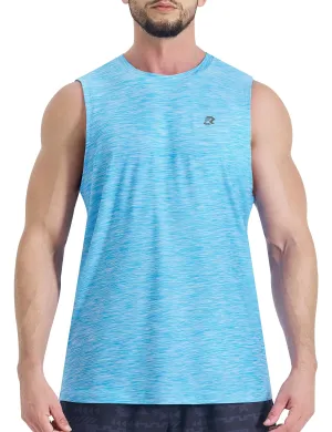 EZRUN Men's Tank Tops Quick Dry Workout Muscle Sleeveless Shirts Summer Gym Athletic Shirt for Swim Beach Running Light Blue